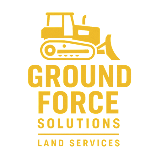 Yellow bulldozer logo for Ground Force Solutions land services
